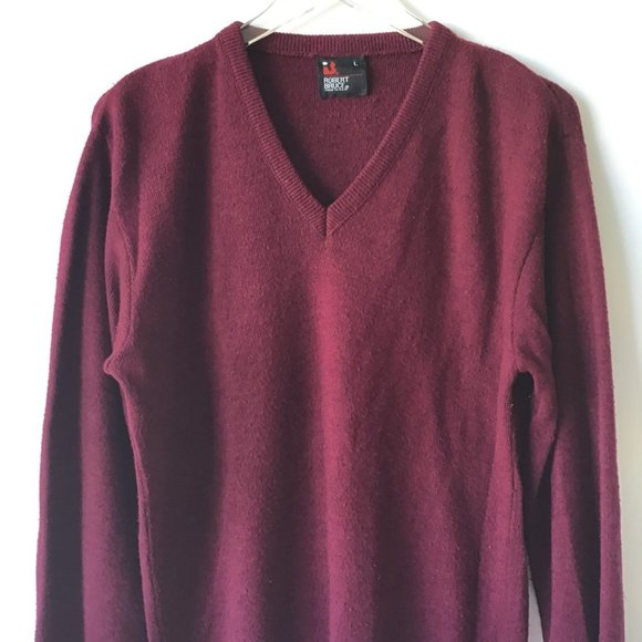 Vintage Union USA Mens v-neck Sweater L maroon burgundy unisex drop shoulder - Picture 3 of 10